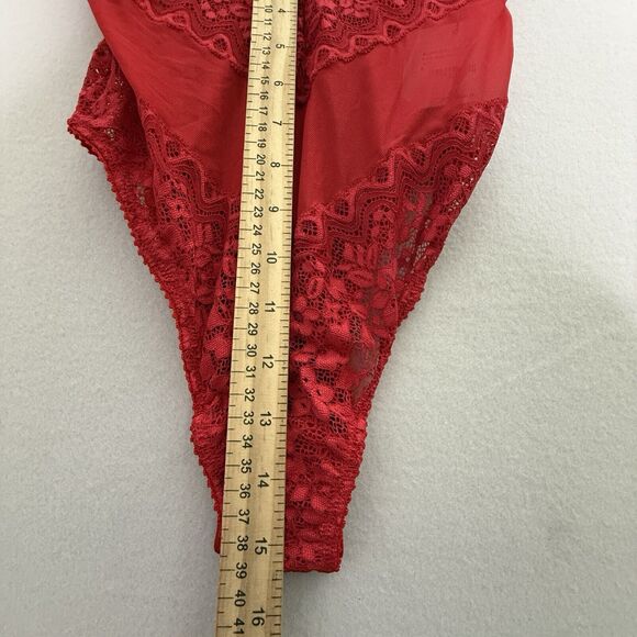Mucci By Anthropology Bella Bodysuit Red Small Lace - Picture 8 of 9